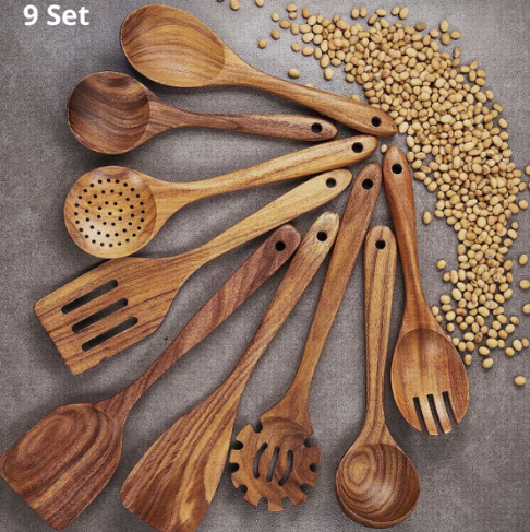 Wooden teak utensil (9 set)