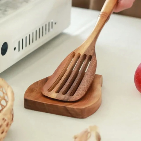 Teak spatula rest